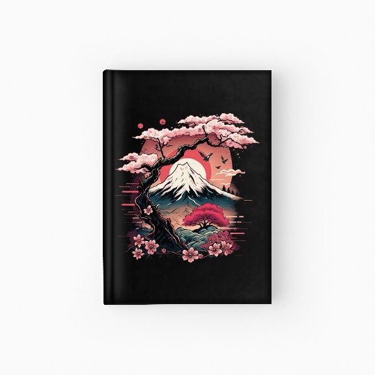 Japanese Sakura Garden Geisha Mount Fuji Cherry Hardcover Journal