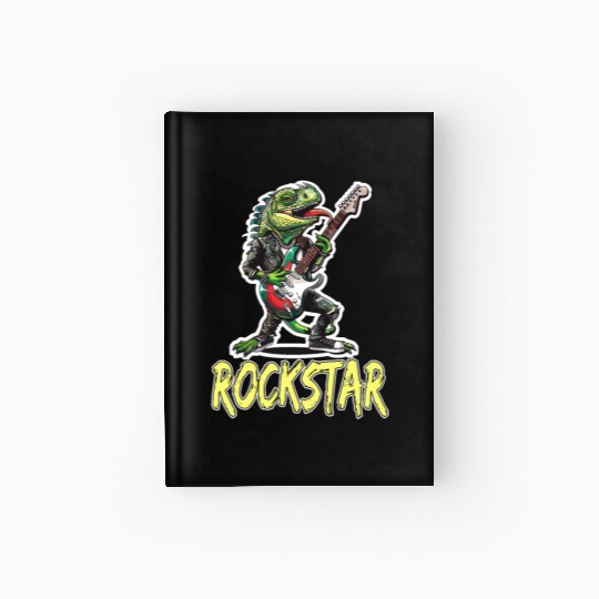 Rockstar Reptile Musician with Electric Guitar Hardcover Journal