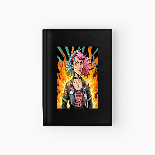 Flames of Punk Rock Girl Hardcover Journal