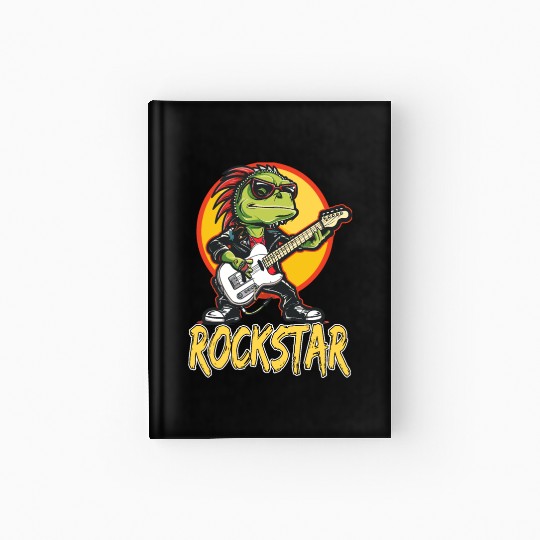 Rockstar Reptile Musician with Electric Guitar Hardcover Journal