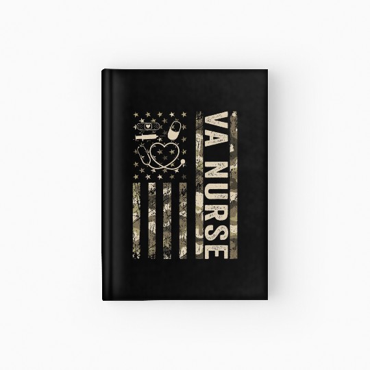 VA Nurse Camouflage Patriotic US Flag Nurse Life Hardcover Journal