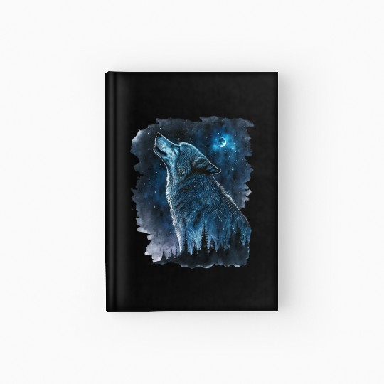 Wolf Print, Cosmic Wolves, Animal Print, Cosmos Hardcover Journal