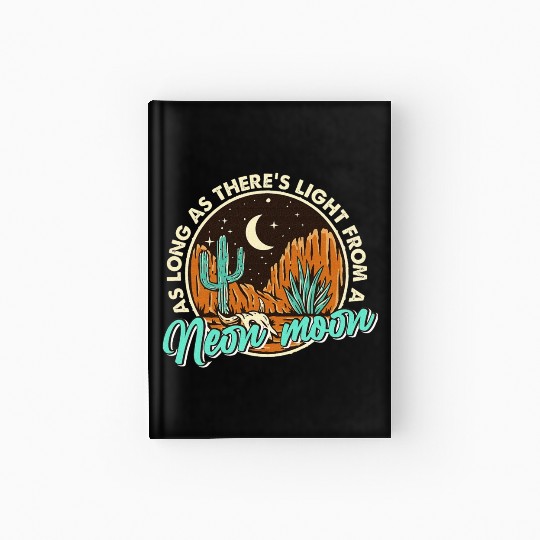 Neon Moon Cactus Country Mountain Vintage Retro Hardcover Journal