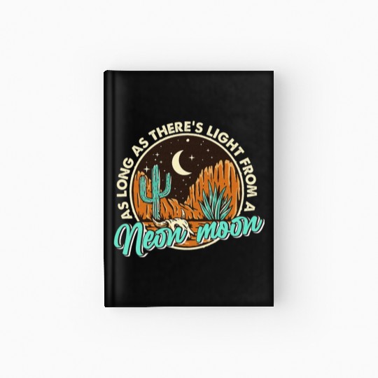 Neon Moon Cactus Country Mountain Vintage Retro Hardcover Journal