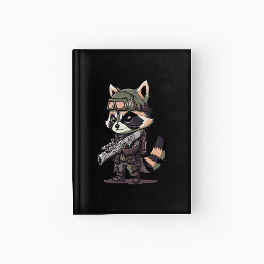 Angry wild raccoon with gun Hardcover Journal