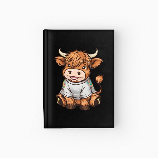 Cute Baby Highland Cow Graphic Highland Cattle Hardcover Journal