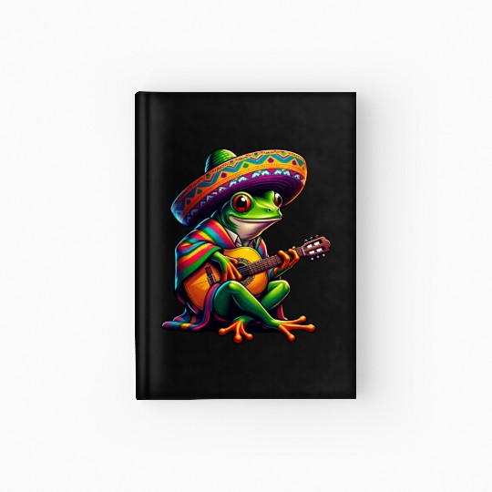 Cinco de Mayo Frog Mariachi Guitar Hardcover Journal