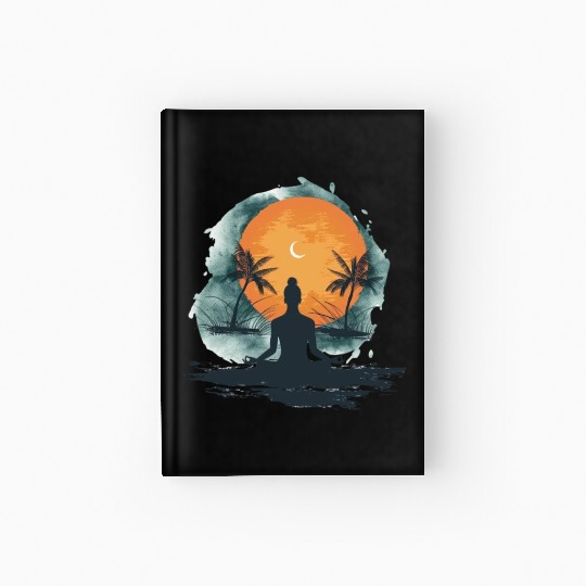 Tropical Sunset Meditation Silhouette Hardcover Journal