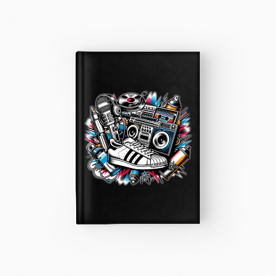 AI 1980s Hip Hop Collage Hardcover Journal