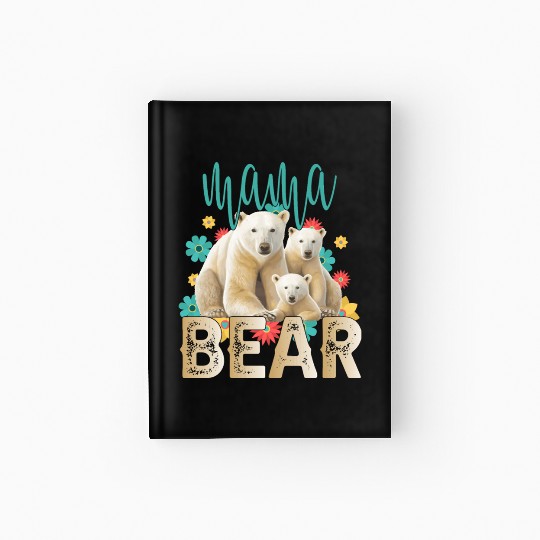 Mama Bear Gift Rose Flowers Mama Bear with 2 Cubs Hardcover Journal