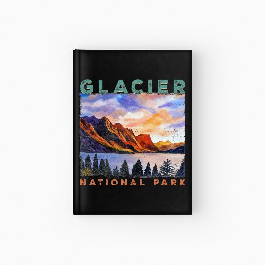Glacier National Park Retro US Montana Parks Hardcover Journal