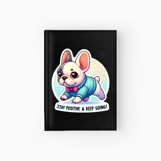 Stay Positive French Bulldog Motivational Words Hardcover Journal