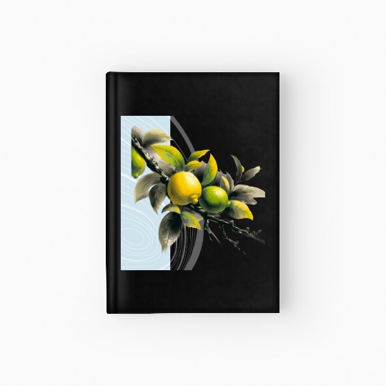 Green and yellow lemon Hardcover Journal