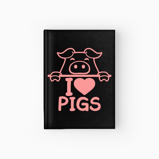 I Love Pigs pig heart piggy piglet comic funny Hardcover Journal