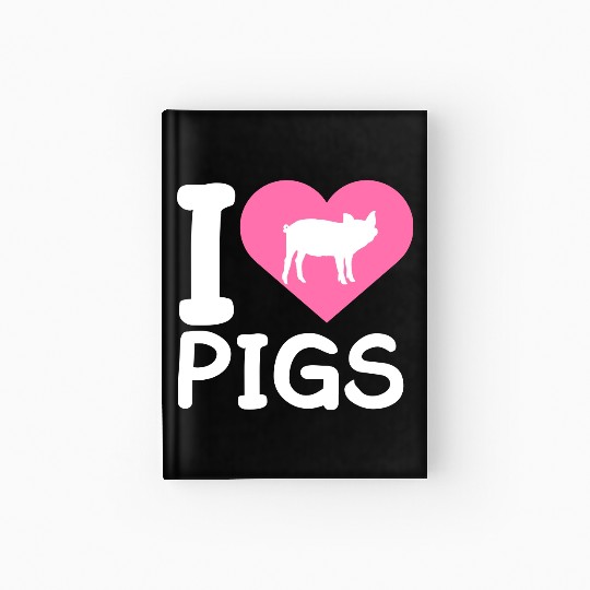 I Love Pigs pig heart piggy piglet silhouette Hardcover Journal