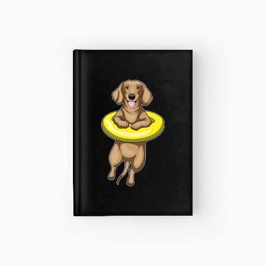Dachshund Swimming Swim ring Hardcover Journal