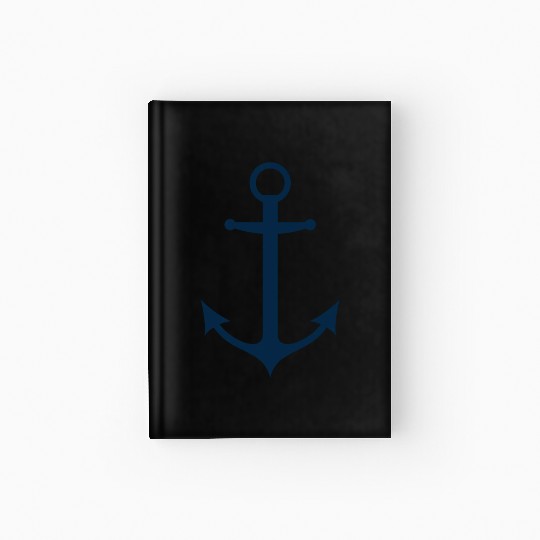 Navy Blue Sailing Boat Anchor Hardcover Journal