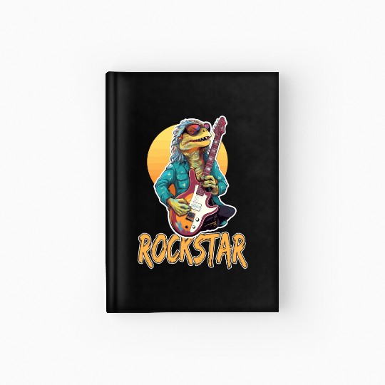 Rockstar Reptile Musician with Electric Guitar Hardcover Journal
