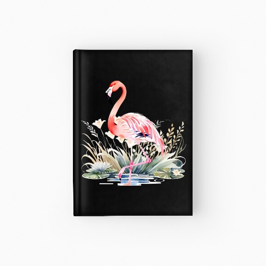 Serene Flamingo in Tranquil Lake Hardcover Journal
