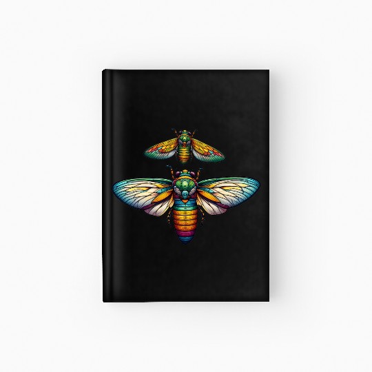 Colorful Cicada Insect Great Eastern Brood Cicada Hardcover Journal