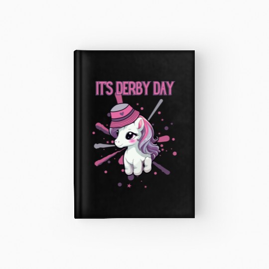 It's Derby Day Cute Horse Unicorne Hat Hardcover Journal
