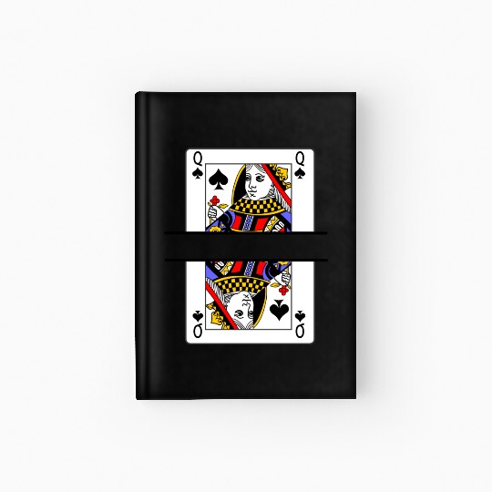 Playing card queen of spades with banner space Hardcover Journal