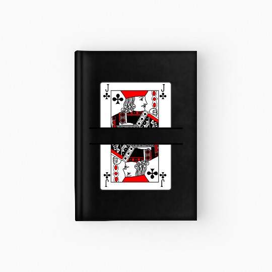 Playing card clover jack with banner space Hardcover Journal