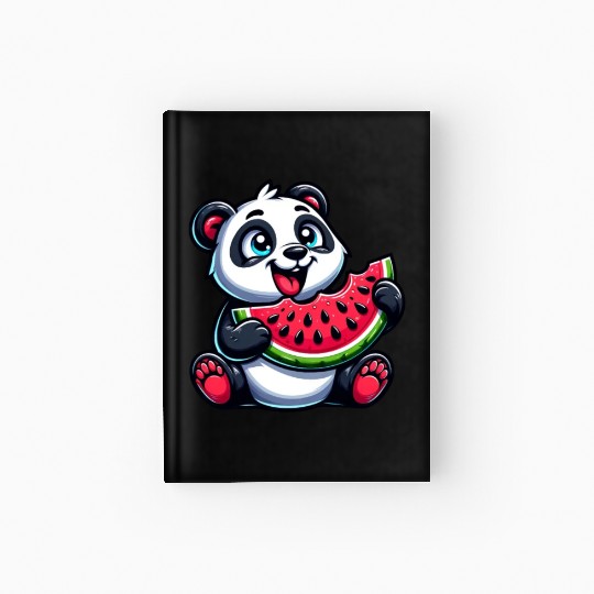 Panda with Watermelon Fruity Funny Hardcover Journal