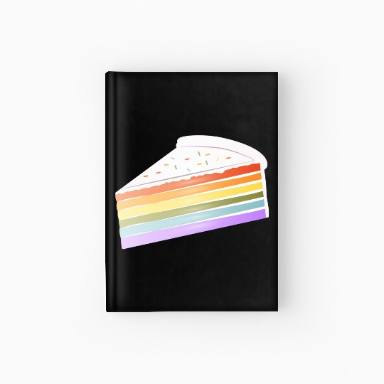 Piece of rainbow cake in delicate pastel colors Hardcover Journal