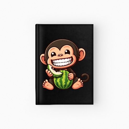Monkey chimpanzee melon watermelon honeydew melon Hardcover Journal