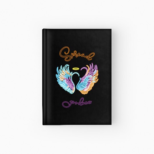 Neon angel wings with helo Hardcover Journal