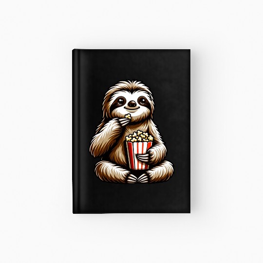 Sloth Popcorn Cinema Movie Night Hardcover Journal