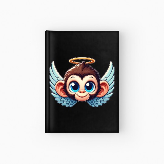 Monkey chimpanzee cartoon angel wings Hardcover Journal