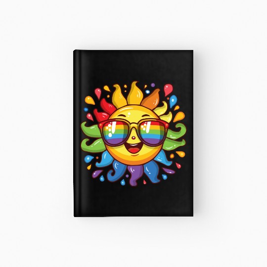 Rainbow Sun Queer LGBTQ Pride Month Fun Summer Hardcover Journal