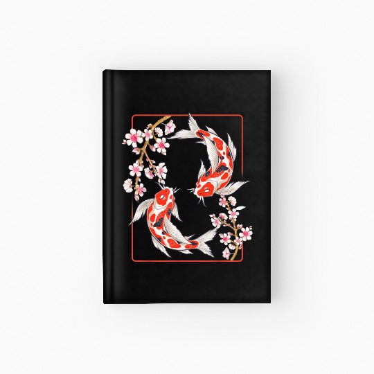 Japanese Koi Carp Fish Cherry Blossom Hardcover Journal