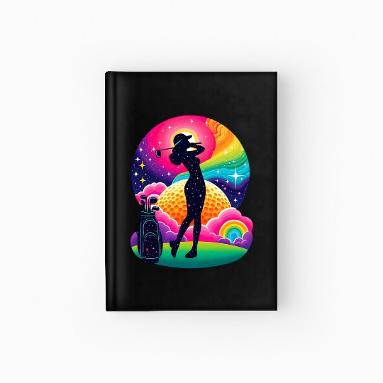 Womens Golf Galactic Hardcover Journal-Off Golfing Among Stars
