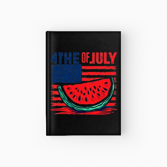 4th of July American Pride Watermelon Vintage Gift Hardcover Journal