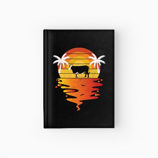 Sunset Cow and Palm Tree Scene Hardcover Journal