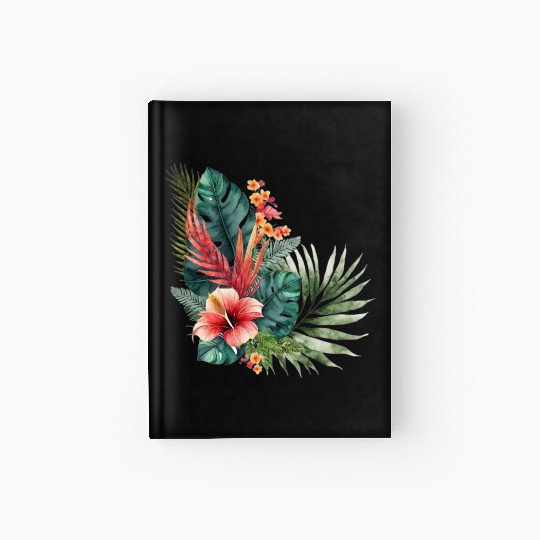 Watercolor Tropical Flowers Clipart, Tropical Hardcover Journal