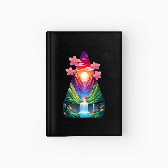 sunrise waterfall scenery Hardcover Journal