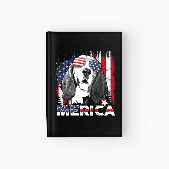 Basset Hound 4th Of July US Flag Merica Dog Lover Hardcover Journal
