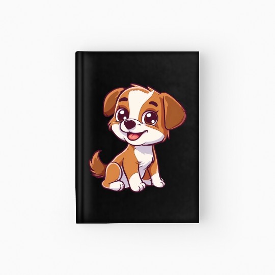 Adorable Brown and White Puppy Smiling Hardcover Journal