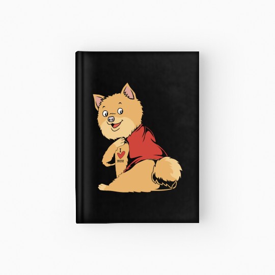 Mothers Day I Love Mom Tattoo Dog Pomeranian Hardcover Journal