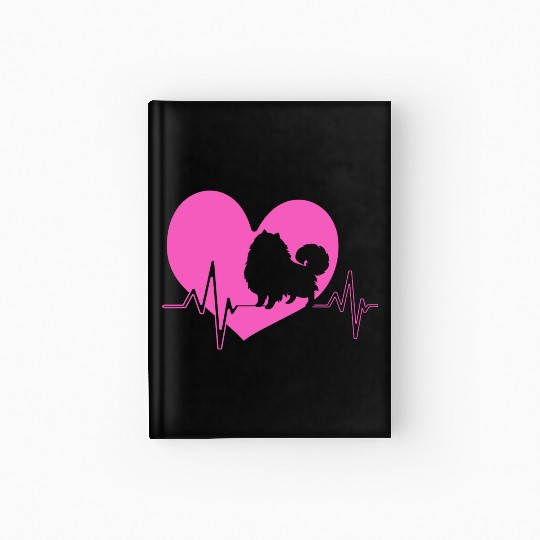 Puppy Dog Heartbeat Cute Pomeranian Silhouette Hardcover Journal