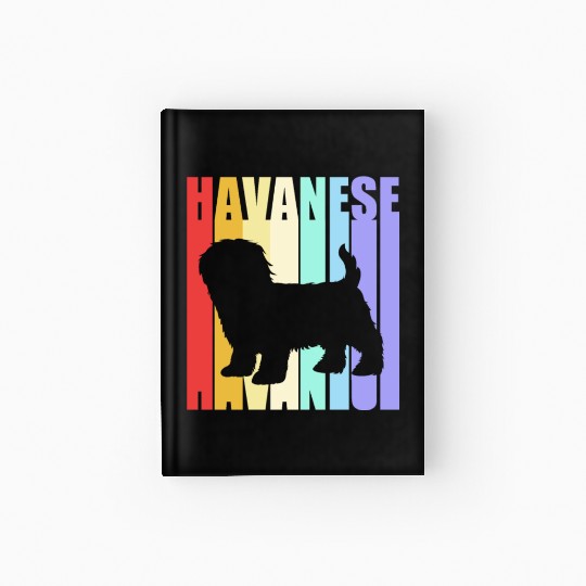 Colorful Dog Silhouette Retro Vintage Havanese Hardcover Journal