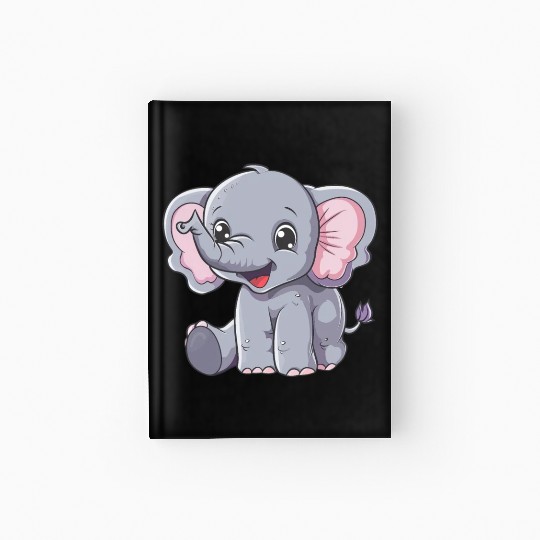 Adorable Baby Elephant Joyful Smile Hardcover Journal