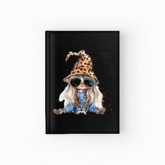 Leopard Print Gnome Clipart Images, Girly Hardcover Journal