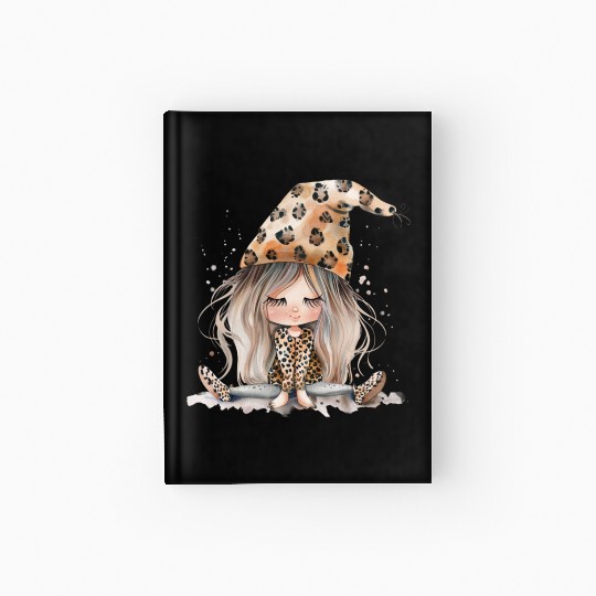 Leopard Print Gnome Clipart Images, Girly Hardcover Journal