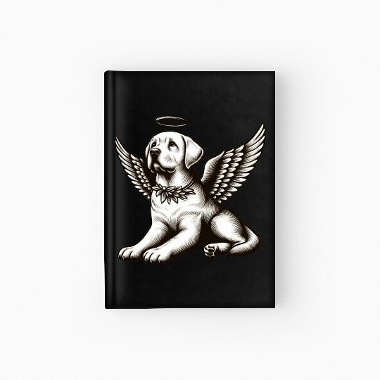 Labrador angel wings black white halo Hardcover Journal