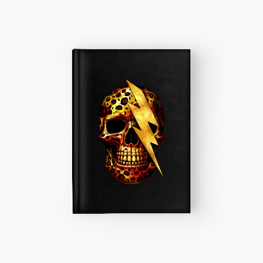 Skull with Leopard Print & Gold Spark Hardcover Journal